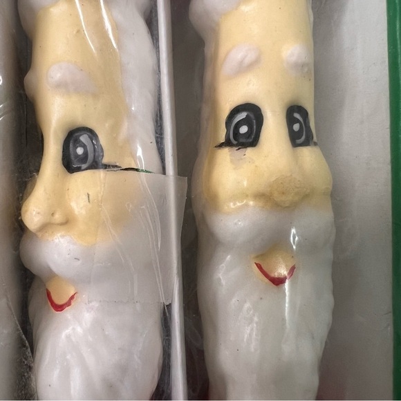 Vintage Santa Pillar Pair Candles 10" Christmas Decor Candle Stick Kitschy - Picture 5 of 6